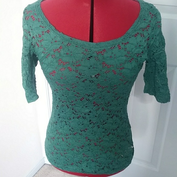 Maurices Tops - Green lace scoop neck shirt